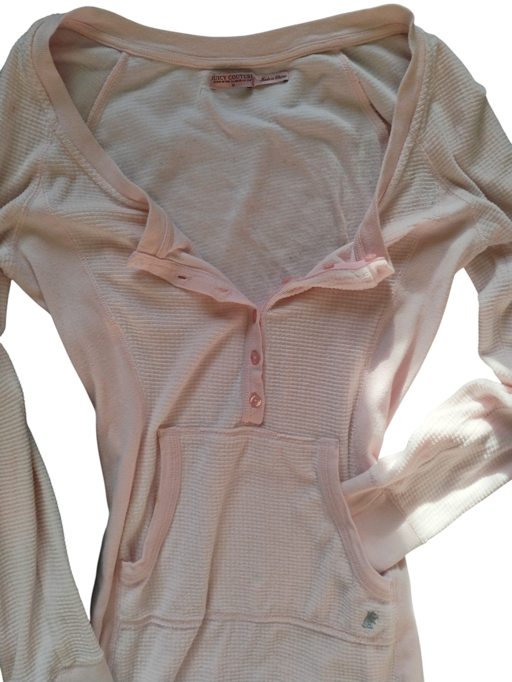 Juicy Couture Vintage Light Pink Waffle-Knit Tunic Pajamas Size Medium - Picture 4 of 8